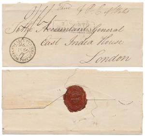 1823 pre-stamp cover inscribed ”Third Prince Charles of Wales” with ”ACCOUNTANT GENERAL’S 