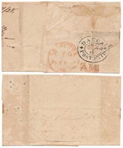 1828 Pre-stamp entire used in Bangladesh bearing “DACCA/POST.PAID” oval strike with crosse