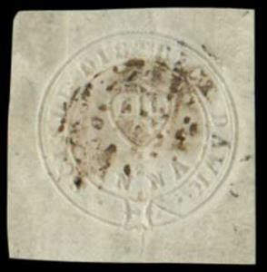 1852 Scinde Dawk , ½a white, SGS1, cut square with wide margins all around with Type B sma