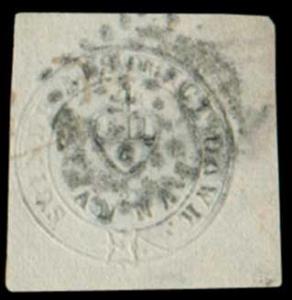 1852 Scinde Dawk , ½a white, SGS1, cut square with wide margins all around just touching a