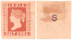 1894 ½a Essay in red with ”SPECIMEN’ in large sans serif capitals at the back so that one 