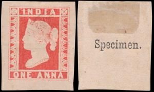 Essay 1a vermillion with under print ”Specimen”. Fine.