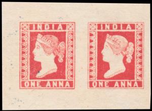 1894 Essay 1a orange-red pair with ”SPECIMEN’ in large sans serif capitals at the back so 