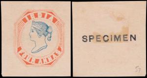 1890 Essay 4a blue and red (Spence #57). Fine.