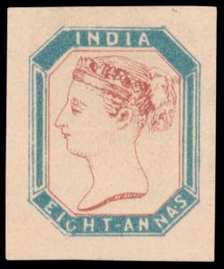 1854 Essay 1854 8a light blue frame, red brown head (Spence #1). Fine.