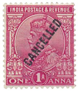 1911-22 KG V 1a ovpt. “CANCELLED” diagonally, MLH., very scarce, Fine.