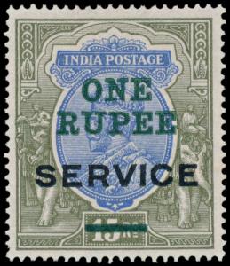 1925 ”ONE RUPEE” trial provisional surcharge (as Type O14 but in serif letters, Hammond Gi