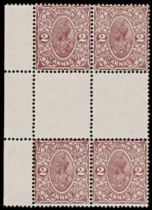 1925 Delhi Specimen KG V 2a brown, blk/4 with gutter between, scarce in this form. Fine.