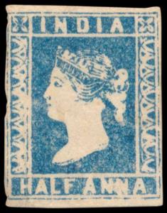 1854 QV ½a, blue, Die I, SG2, cut to shape, mint. Fine.