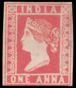 1854 QV 1a, red, Die III, SG15, unused cut into frame lines not affecting design. Fine, Si