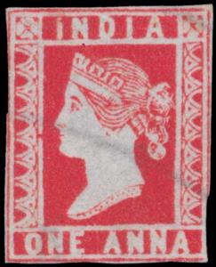 1854 QV 1a, red, Die III, Pos.29, SG15, cut to shape, unused, without gum as issued. Fine,