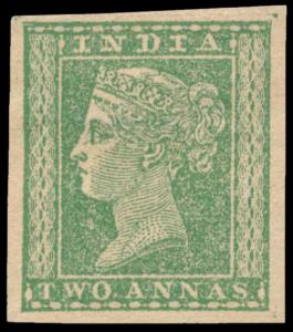 1854 QV 2a, green, SG31, average to wide margins, mint. Fine.