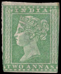1854 QV 2a, green, SG31, cut to shape from 3 sides, mint. Fine.