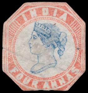 1854 QV 4a, blue and pale red, 1st printing, SG18, cut to shape, mint. Fine.
