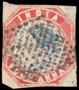 1854 QV 4a, bright blue and bright red, 3rd printing, head die III, frame die I, SG21, use