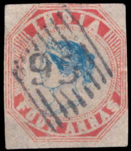1854 QV 4a, blue and red, 3rd printing, head die IIIA, frame die I, SG21b, Pos. 2, with a 