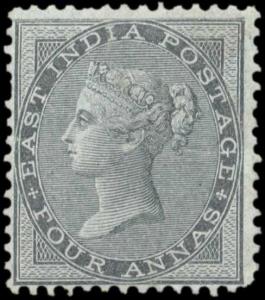 1855 4a black on blue glazed paper, no wmk., SG35, mint, 1 rounded corner otherwise Fine.