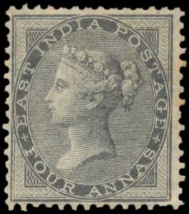 1856-64 4a black on yellowish to white paper, no wmk., SG45, MLH. Fine.