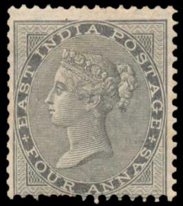 1856-64 4a grey black on yellowish to white paper, no wmk., SG46, MLH. Fine.