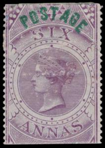1866 6a fiscal stamp ovpt. “POSTAGE” type 15 in green, SG66, part original gum, defective 