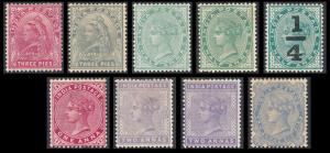 1898-1900 QV set of 9, SG110-118, gum toned, MLH. Fine. (9)