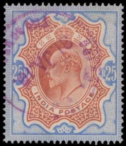 1909 KED VII 25r brown orange and blue, SG147, violet cancelled. Fine.