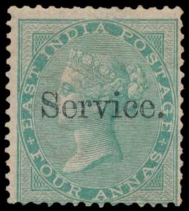1866-72 4a green, optd. Type O1, no wmk., SGO13, gum toned, MLH. Fine.