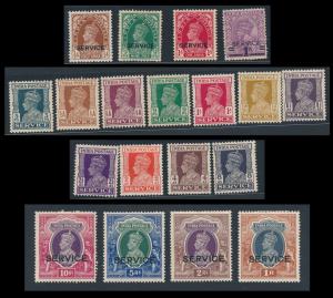 1937-42 KG VI officials complete set, SGO135-50, MLH. Fine. (19)