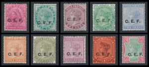 1900 QV 3p to 1r, SGC1-10, ovpt. “C.E.F.”, MLH. Fine. (10)