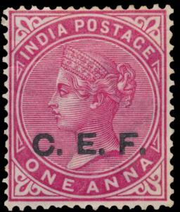 1904 QV 1a carmine, SGC11, ovpt. “C.E.F.”, MLH. Fine.
