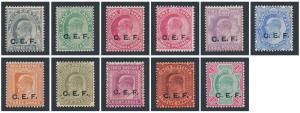 1905-09 KED VII ovpt. “C.E.F.”, complete set, SGC12-22, MLH. Fine. (11)