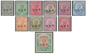 1914-22 KG V ovpt. “C.E.F.”, complete set, SGC23-34, MLH. Fine. (11)