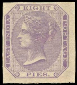 1860 QV 8p purple, on white paper, no wmk., SG52b, variety imperf, MLH. Fine, BPA certific