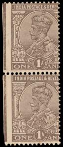 1922-26 KG V 1a, SG197, vertical pair error imperf at left showing jubilee lines, mint. Fi