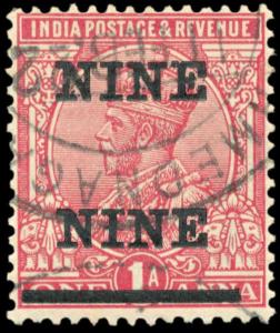 1921 KG V 1a carmine, SG192a, variety ”NINE NINE”, used. Fine.