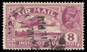 1929 KG V Airmail 8a, SG224b, error reversed serif, used. Fine.