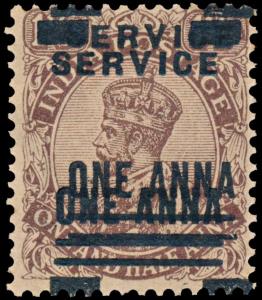 1926 KG V “1a” on 1a, SGO107a, variety surcharge double, mint. gum toned, Fine.