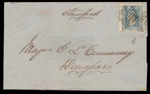 1855 entire with QV ½a lithograph, SG3, wide margins, type1 cancelled, Fine.