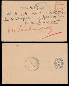1929 1a, meter franked cover to Kondawoor. Fine.