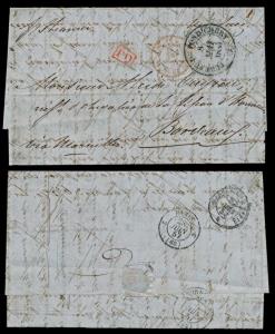 1857 Entire stampless from Pondicherry to France. Fine.