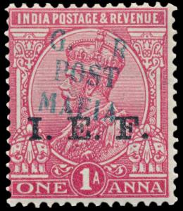 India used in British East Africa, KG V 1a optd. “I.E.F.” with “G.R./POST/MAFIA” hand stam
