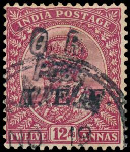 India used in British East Africa, KG V 12as optd. “I.E.F.” with “G.R./POST/MAFIA” hand st
