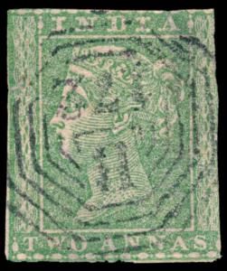 India used in Singapore, 1854 QV 2a lithograph, cut to shape with ”B/172” Singapore, type 