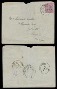 1901 C.E.F. cover, QV 1a C.E.F., with “F.P.O No. 6” cancel, Proud D5, Shanghai —Jessfield,