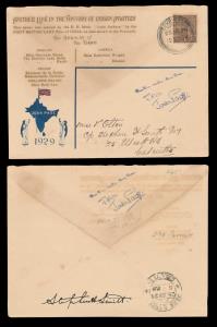 1929 First Flight Cover inscribed Dum DumDum Dum, by Miss Joshn Page in Lady Jackon, addre