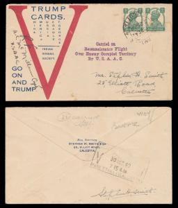 1942 Victory Airmail cover inscribed ”TRUMP CARDS”, signed by Stephen Smith on reverse, 32