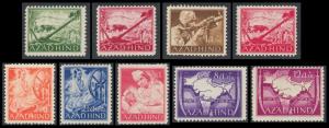 1943 Azad Hind perforated set of 9. Fine.