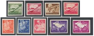 1943 Azad Hind imperf set of 9. Fine.