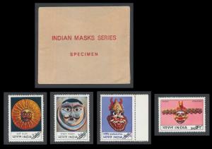 1974 India Masks, SG707-10, specimen set, value obliterated by black bars. Fine, Scarce.