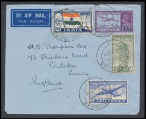 1947 Independence Jai Hind, 1 ½a, 3 ½a and 12a, SG301-303, used on KG VI 12a on 14a PS Air